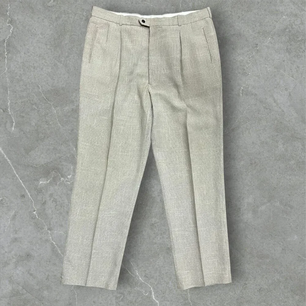 PRONTI Casual Vintage Dress Pleated Tan Brown Slacks Pants Men's Size 40 x 32
